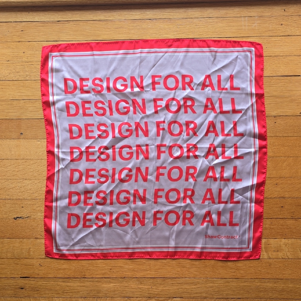 NWOT, ShawContract, "Design For All" Scarf/Bandana, Red and Gray, 21"Lx21.5"W